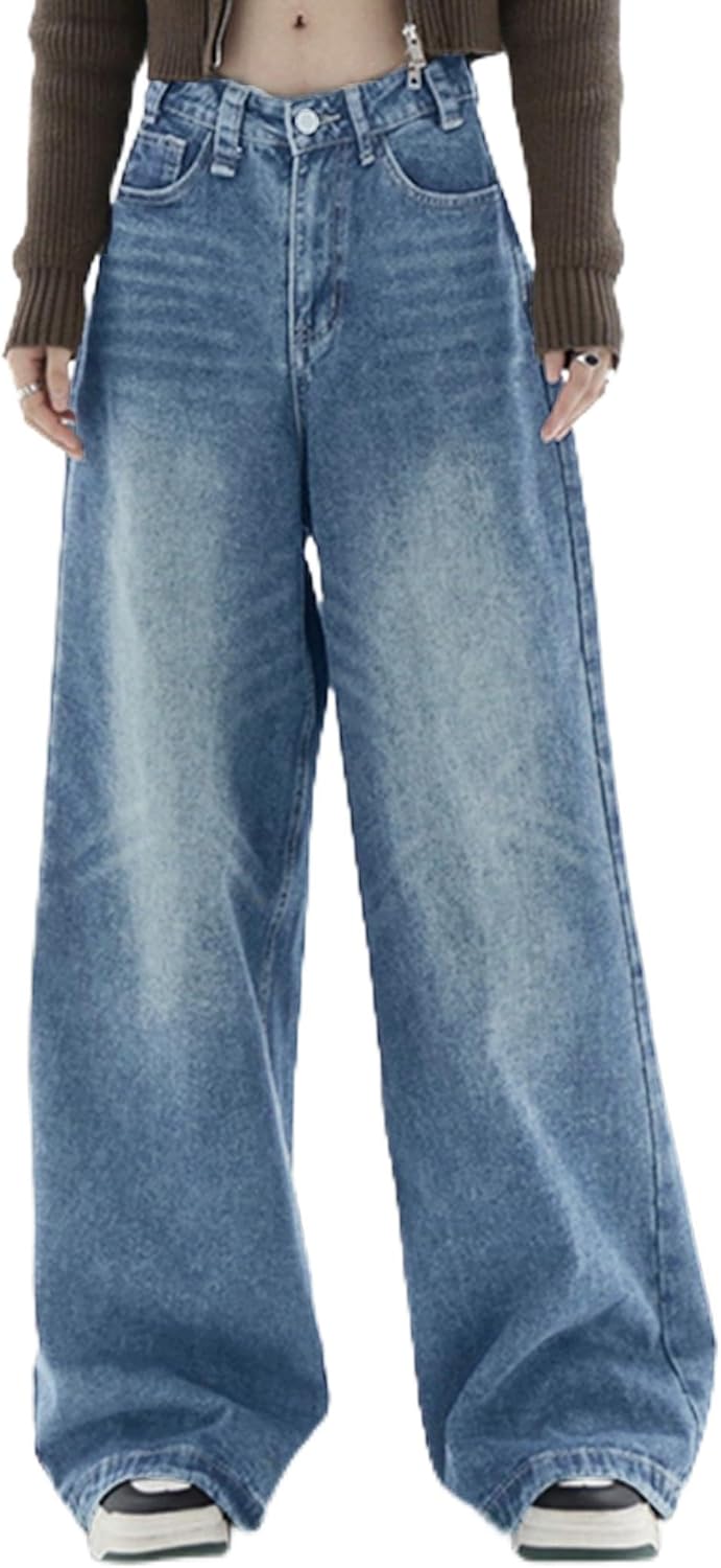 EMMIOL Baggy Jeans for Women, Wide Leg Jeans Plus Size Boyfriends Denim Pants, Y2K Vintage Style
