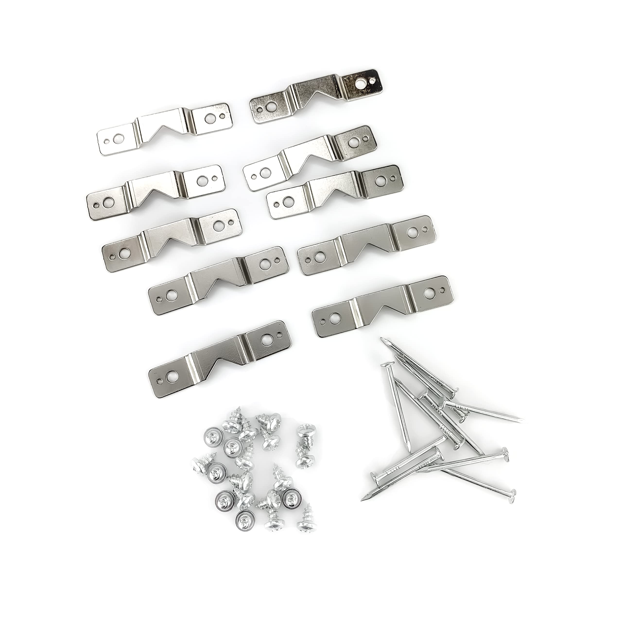 Go Hang It! Single-Notch Precision Picture Hangers (10-Pack) + Self-Tapping Screws + Nails | Better Than Sawtooth Hangers | Fast – Easy – Precise