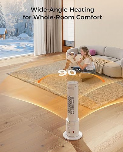 Miniatura 6 de Calentadores de espacio para uso en interiores, calentador de torre portátil con humidificador, control remoto, termostato ajustable, 3 modos de
