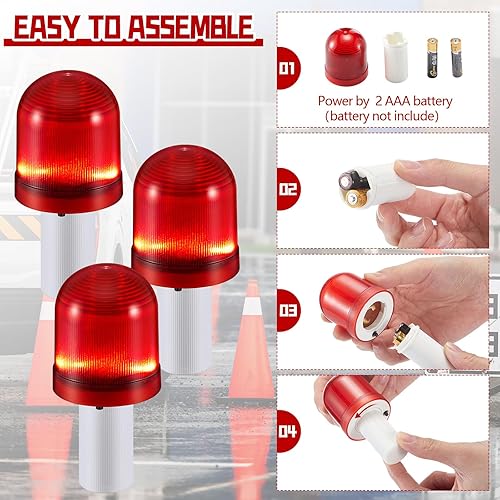 Miniatura 4 de VIHOSE 4 piezas de luces LED para conos de tráfico, cono intermitente de tráfico con 3 modos de parpadeo, luz de advertencia LED para conos