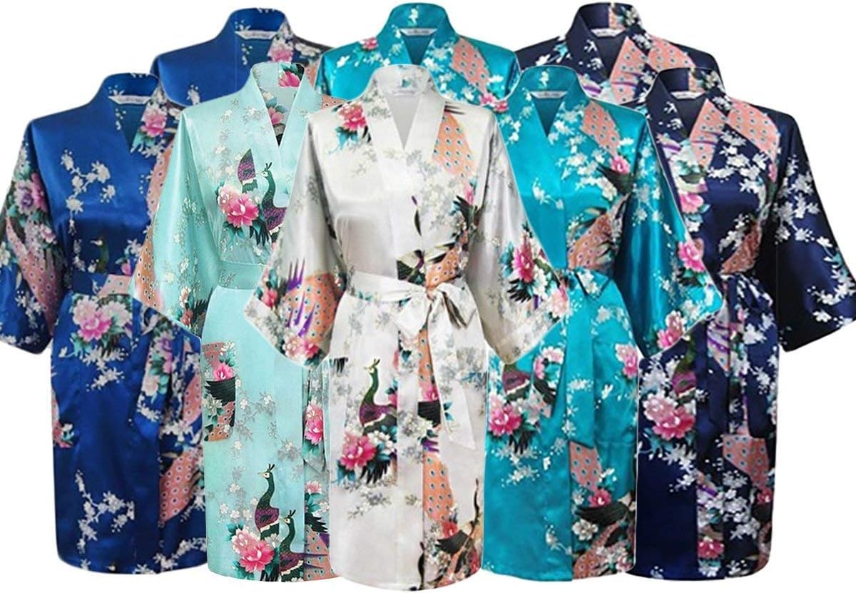 Floral Bridal Party Bride & Bridesmaid Robe Sets, Sizes 2 to 18, Mid Length
