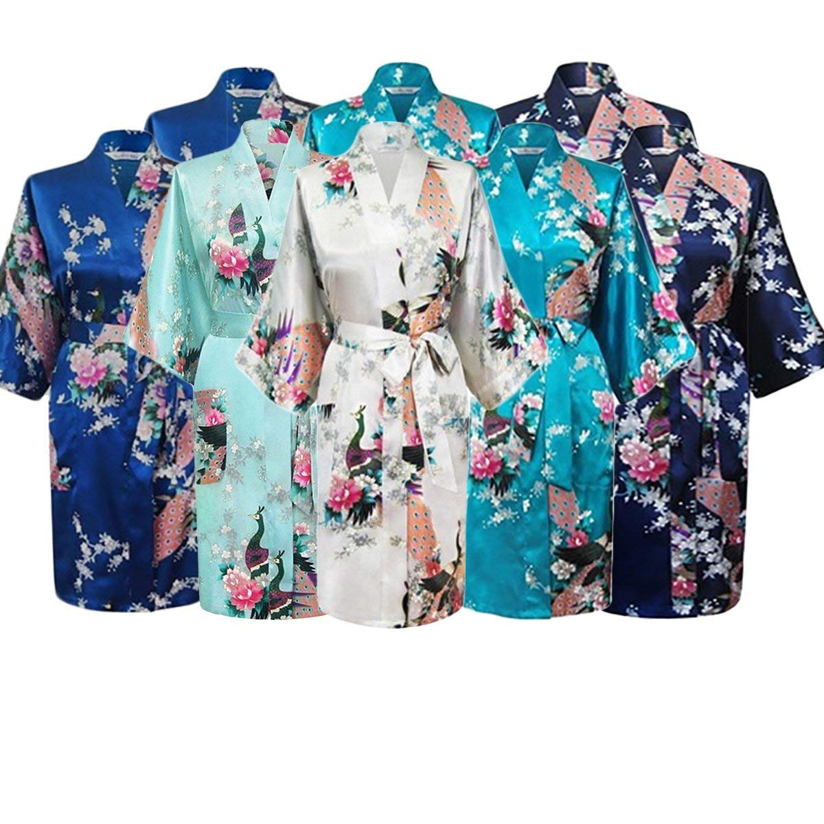 Floral Bridal Party Bride & Bridesmaid Robe Sets, Sizes 2 to 18, Mid Length