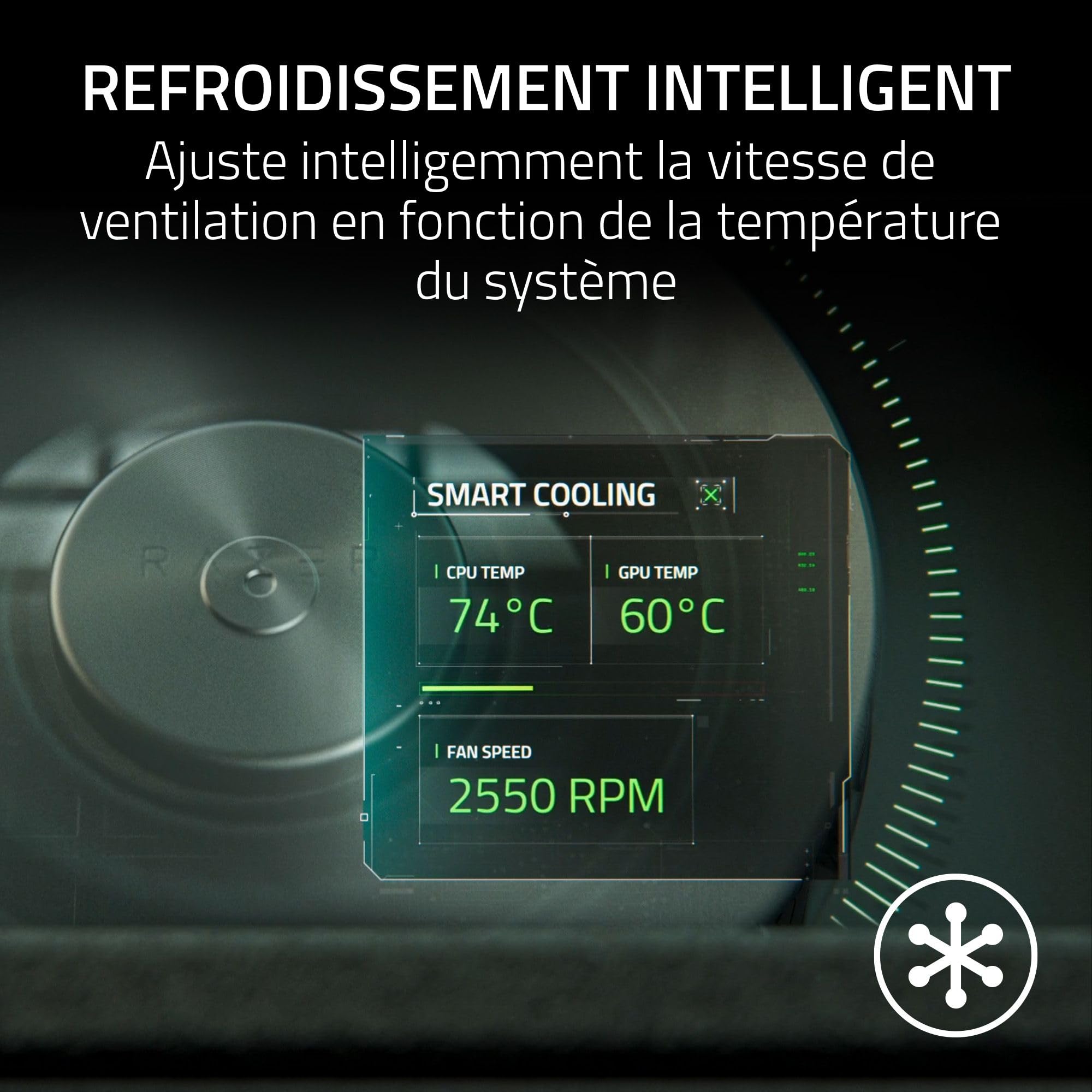 Razer Support de Refroidissement Intelligent pour Ordinateurs Portables 14-18 Pouces Chambre de Pression étanche à l'air Noir