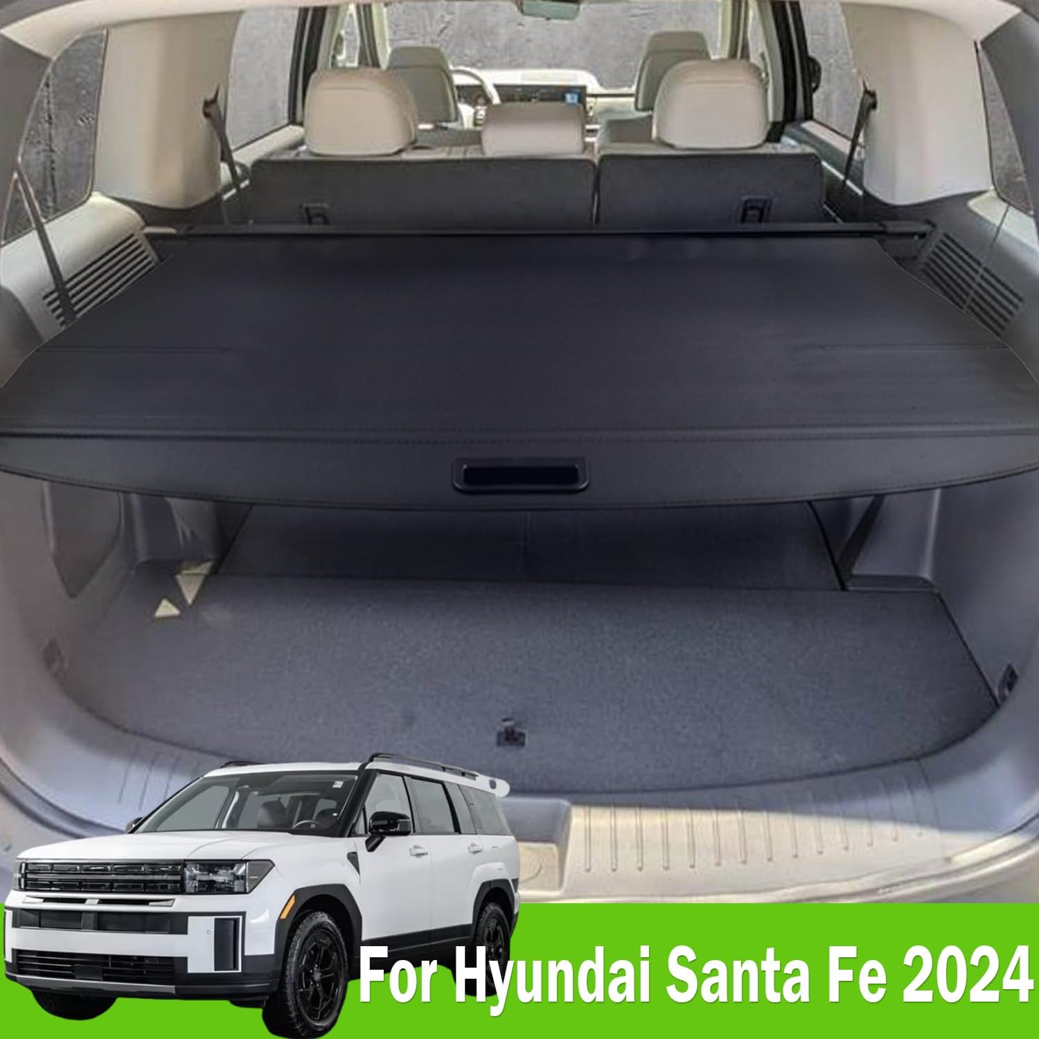 Cargo Cover for Hyundai santa fe 2024 2025 2026 Accessories Trunk Cover Rear Trunk Organizer Security Cover Shielding Shade, Black For santa fe 2024