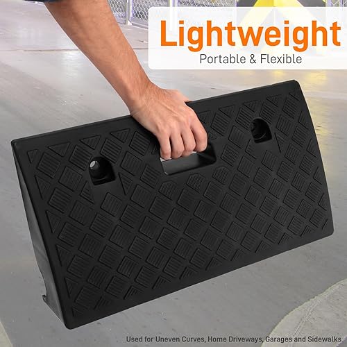 Miniatura 10 de Pyle Rampa de entrada para vehículo de automóvil, 2 rampas de goma resistentes para bordillo de puente de umbral, para muelle de carga, garaje,