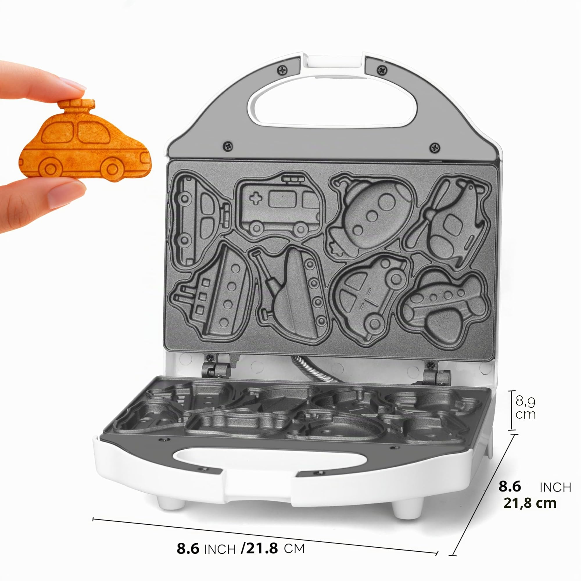 SugarWhisk Macchina per Waffle a Forma di Auto per Bambini, Mini Macchina per Waffle per Halloween e Natale, 8 Divertenti Mini Macchine per Pancake a Forma di Veicolo, Superficie Antiaderente, Ottimo