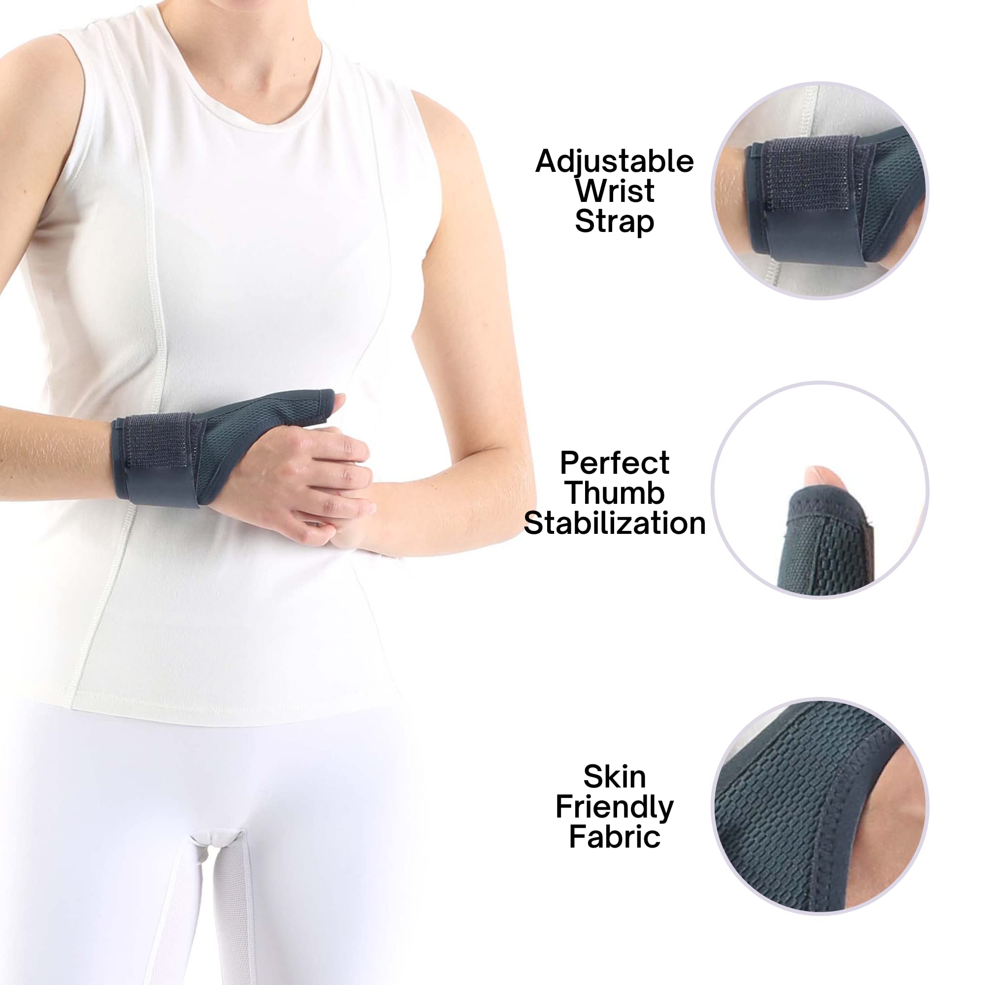 Soporte de muñeca para el pulgar para tenosinovitis, artritis, tendinitis, soporte reversible para pulgar izquierdo y derecho (1, azul marino)