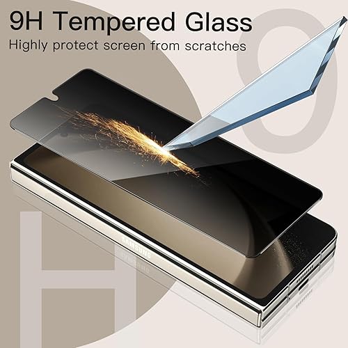 Miniatura 4 de JETech Protector de pantalla de privacidad frontal para Samsung Galaxy Z Fold 5, película de vidrio templado antiespía con herramienta de fácil