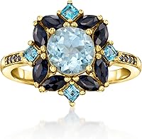 Ross-Simons Sky Blue Topaz Sapphire London Blue Topaz Statement Ring 18kt Gold Over Sterling 1.80ct Topaz 2.40ct Sapphire