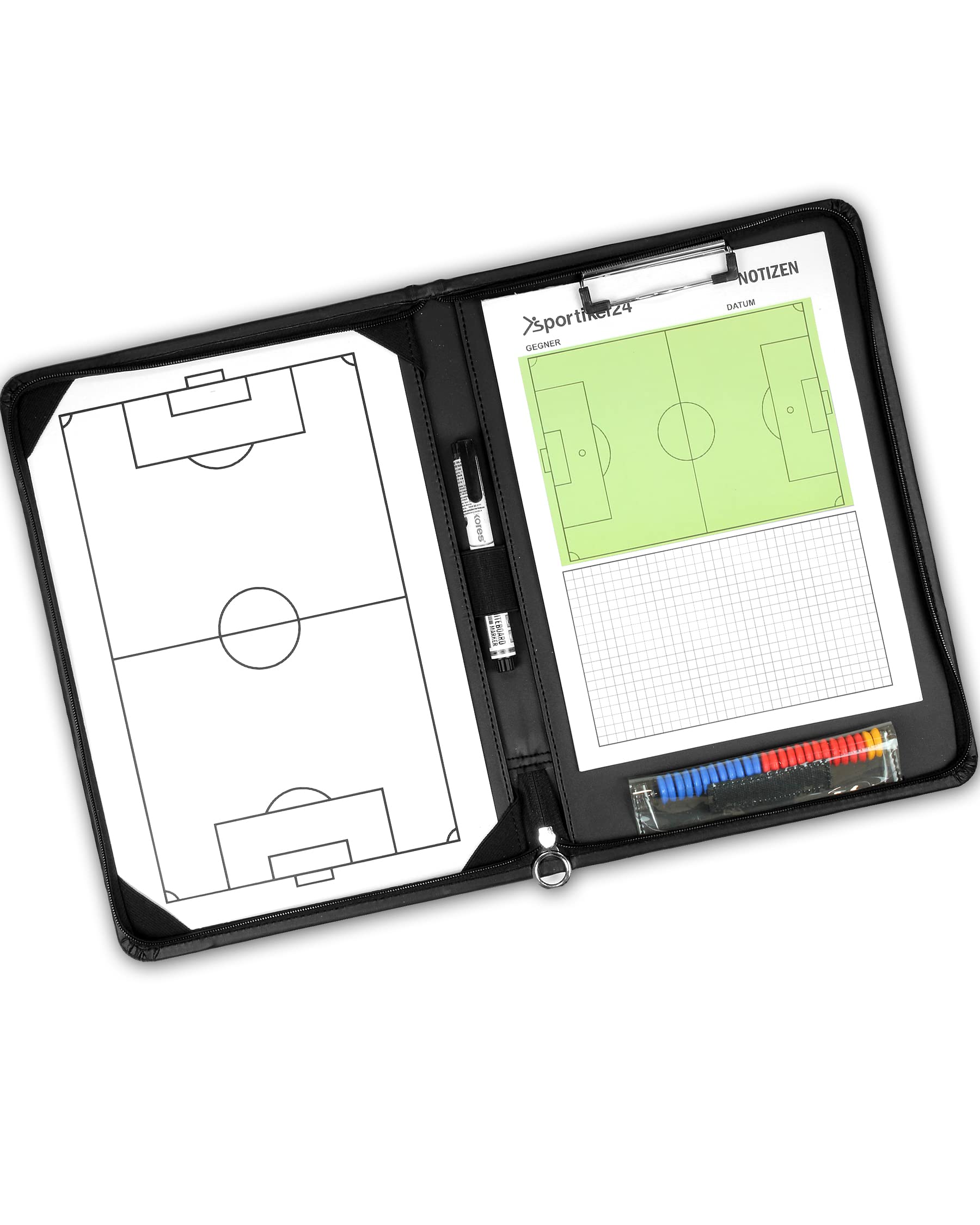 Taktikmappe Fußball – Profi-Trainermappe mit Magnet-Taktikboard, Stift & Notizblock – Coach-Board für Spielanalyse & Trainingsplanung