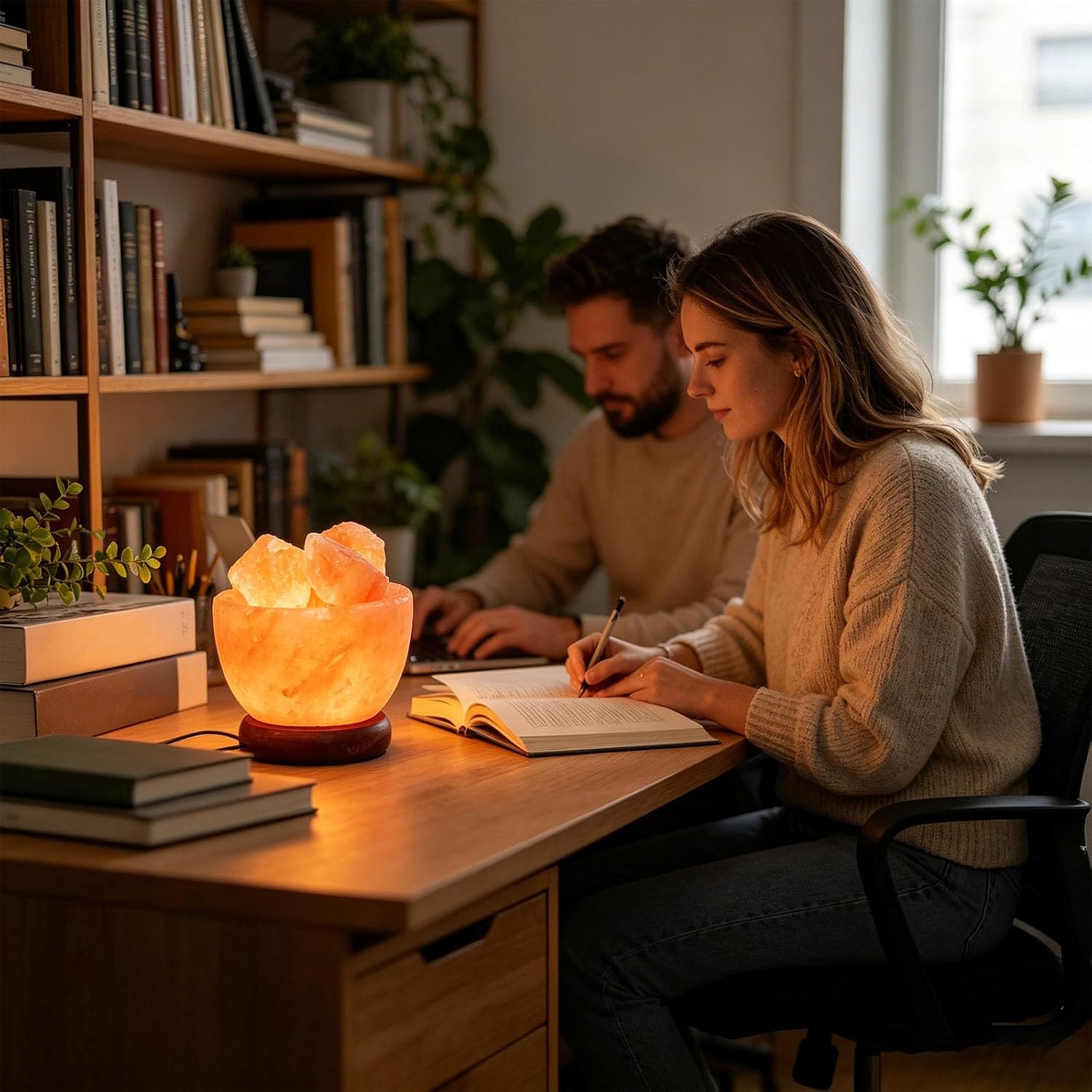 USB Powered 7 Color Changing Crystal Salt Lamp Night Light for Mood Enhancement Air Purifying Salt Lamp