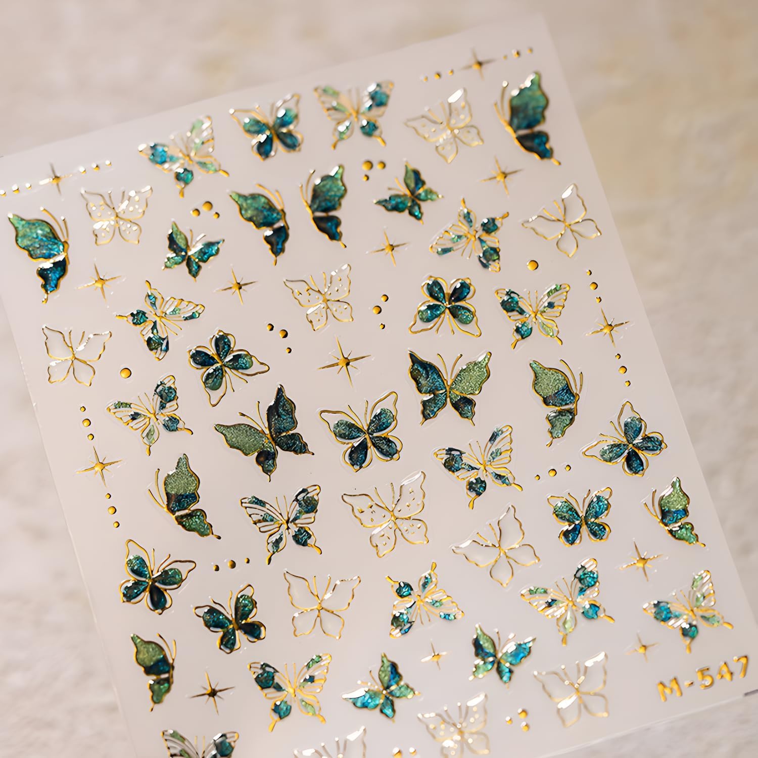 Butterfly Nail Stickers Gold Butterfly Nail Stickers for Nail Art 5D Self-Adhesive DIY Nail Decals Green Gold Nail Art Supplies Decoration Accessories for Women and Girls image 5