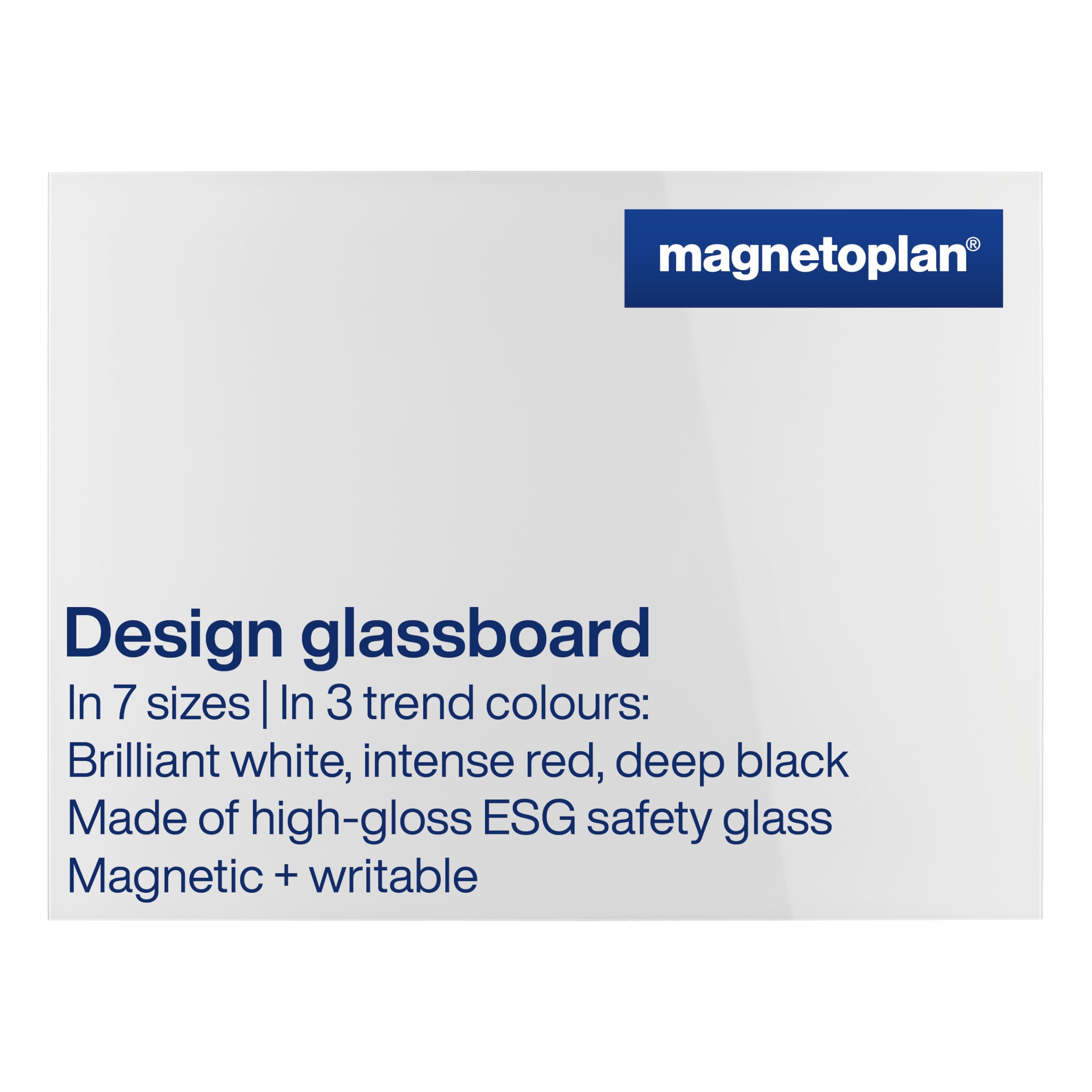 magnetoplan 13404000 Diseño de tablas de cristal, magnético, Briliant Color Blanco, 1200 x 900 mm