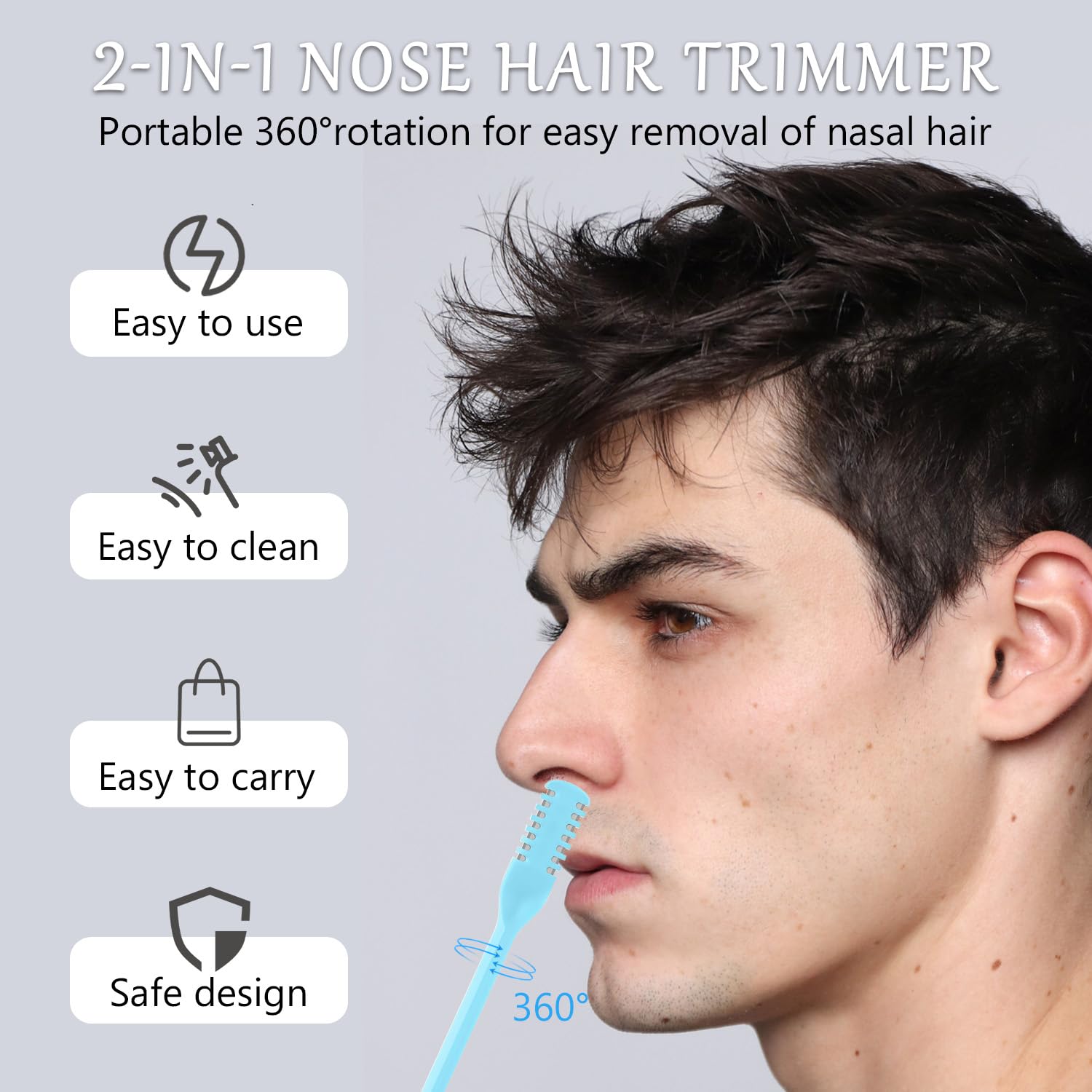 JIAOYANG 5Pcs 2-in-1 Nose Hair Trimmer for Men Women: 2026 New Portable Double Sided 360° Rotating Nasal Hair Cutter for Women Home Travel (Multicolor) - 4