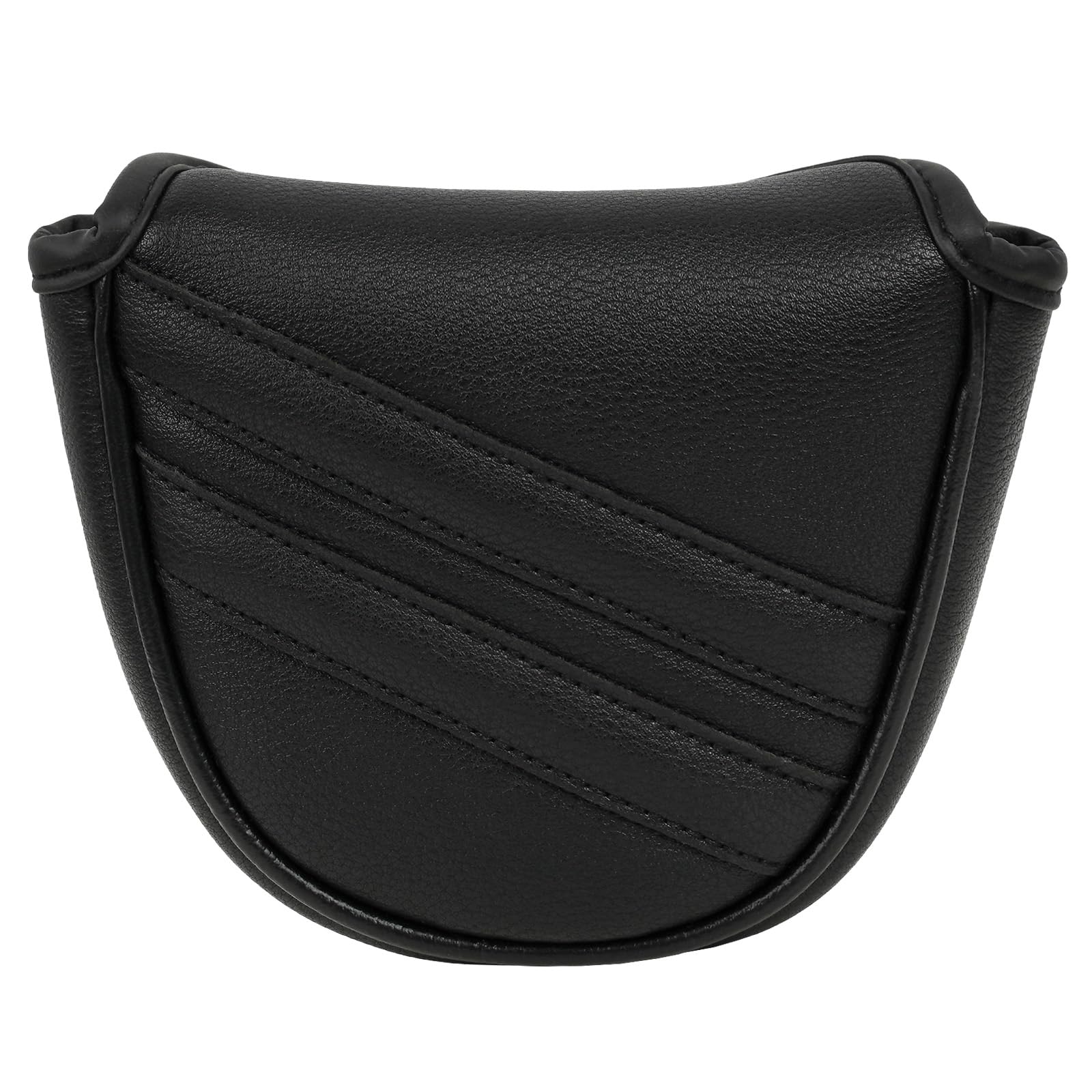 Golf Mallet Putter Head Cover Magnetic Closure Heel-shaft Club Protector Classic Black PU Leather