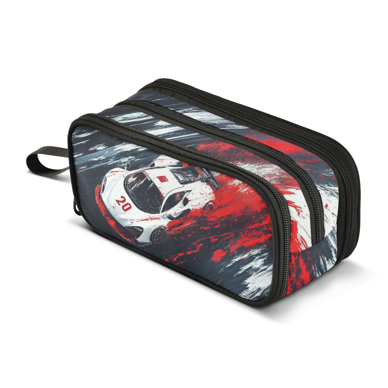 BOENLE Racing Car Truck Pencil Case Box Boys Girls Large Pencil Pouch with Zipper Compartments Big Capacity Stationery Pen Bag Organizer for Kids Teens Adults School