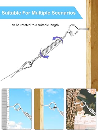 Miniatura 27 de TooTaci Paquete de 10 tensores M5 para ojos y ojos, tensor de alambre de acero inoxidable 304, tensores ajustables para cables de alambre, tensores