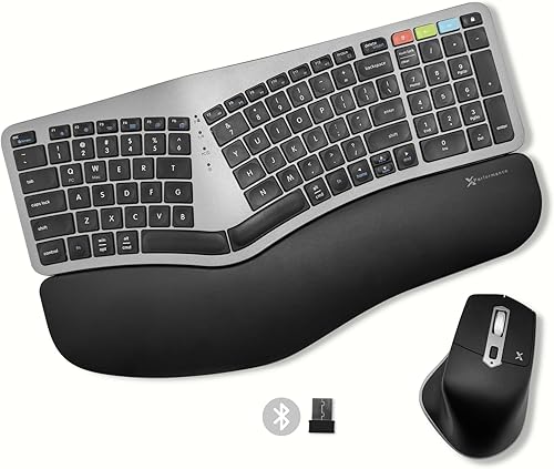 X9 Teclado ergonómico y mouse inalámbrico Combo 2.4G+Bluetooth - Escriba cómodamente y eficientemente más tiempo - Teclado Ergo Split y Mouse con