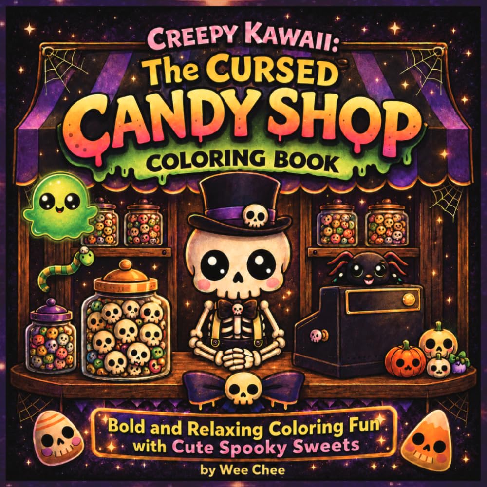 Creepy Kawaii: The Cursed Candy Shop Coloring Book: Bold and Relaxing Coloring Fun with Cute Spooky Sweets