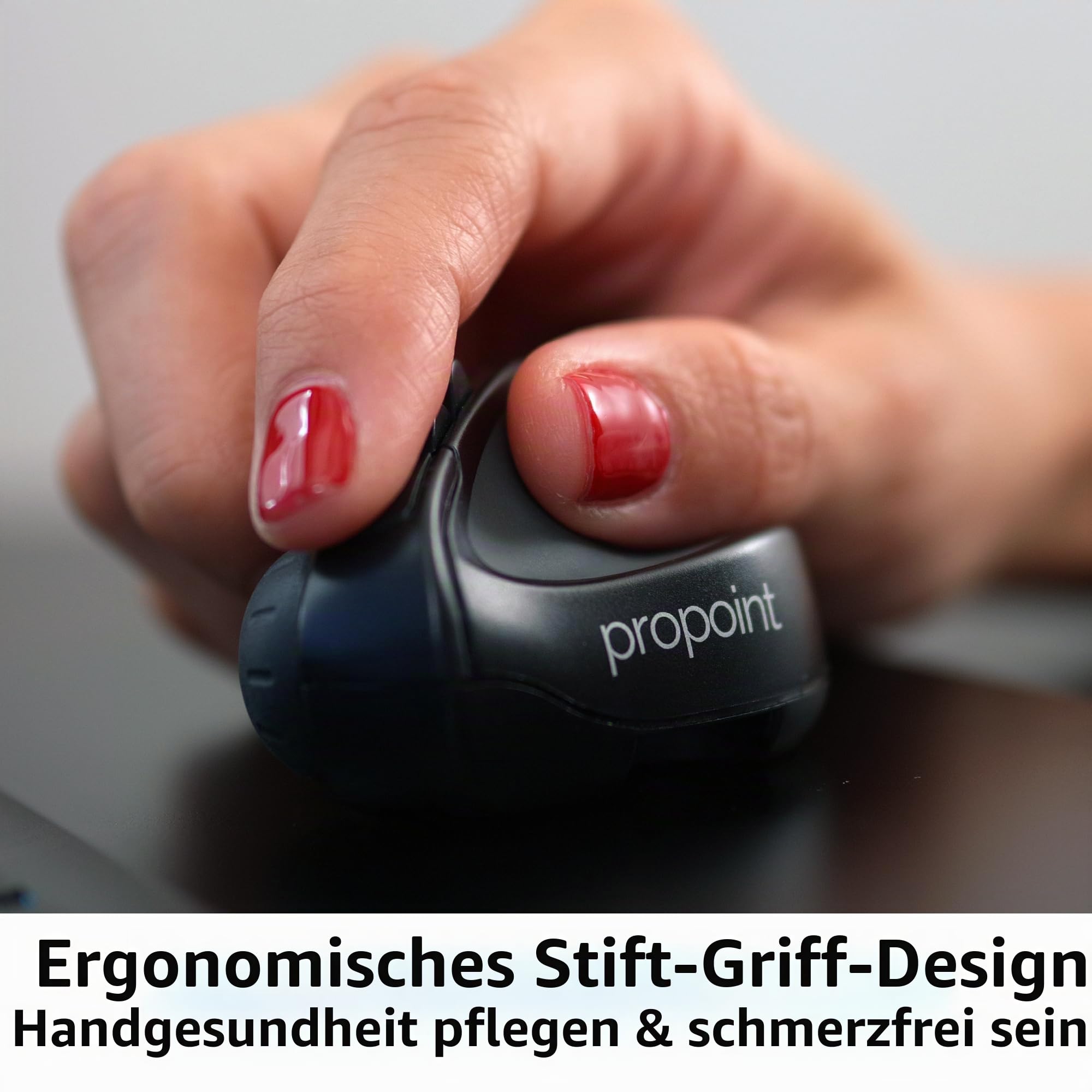 Swiftpoint ProPoint Wireless Ergonomic Mouse & Presentation Clicker with Health Software, Vertical Pen Grip, Virtual Laser Pointer & Spotlight, Compatible with iPad & Includes iOS App, Black/Gray
