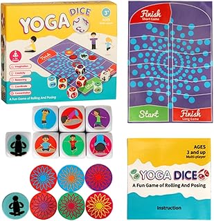 Übungswürfel-Set, Yoga-Zubehör, lustig, pädagogische Fitness, Workout-Würfel für Kinder, Familie, Kinder, Erwachsene, Mädchen, , Zuhause, Outdoor, 11,2 x 9,5 x 2,7 cm