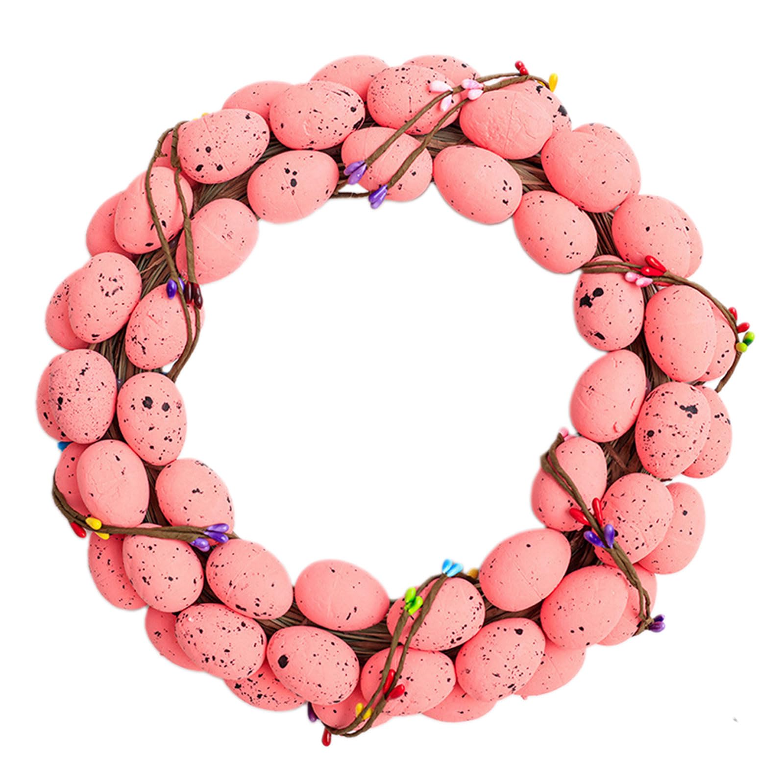 Jazuaiao Easters Foams Eggs Rattans Wreath Colorful Happy Party Decorations for Kid Painting Craft Garlands