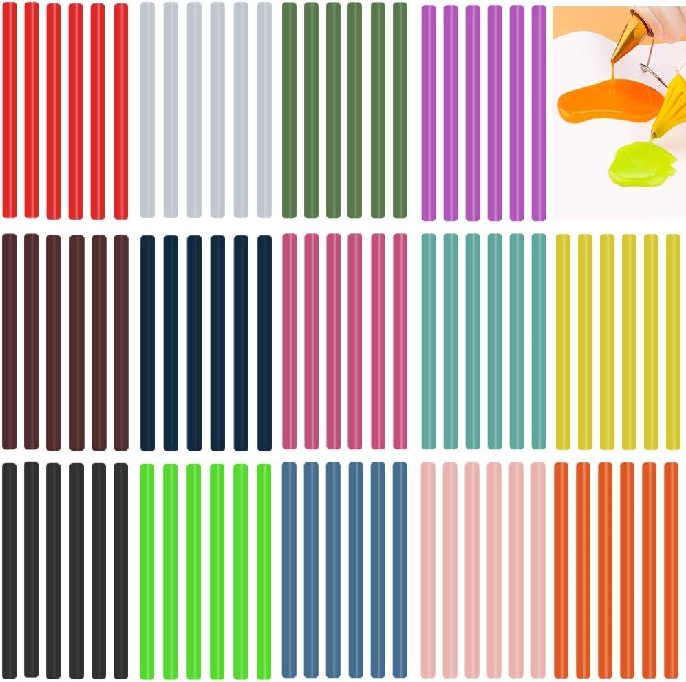 Suo Long Glue Sticks for Glue Gun Mini Glue Gun Sticks 7mm 100mm 14 Multi Small Color Hot Glue Stick 84 Pack Bulk Colored Hot Melt for Adults Crafts, DIY,Hand,Wood,Fabric,Plastic,Repair