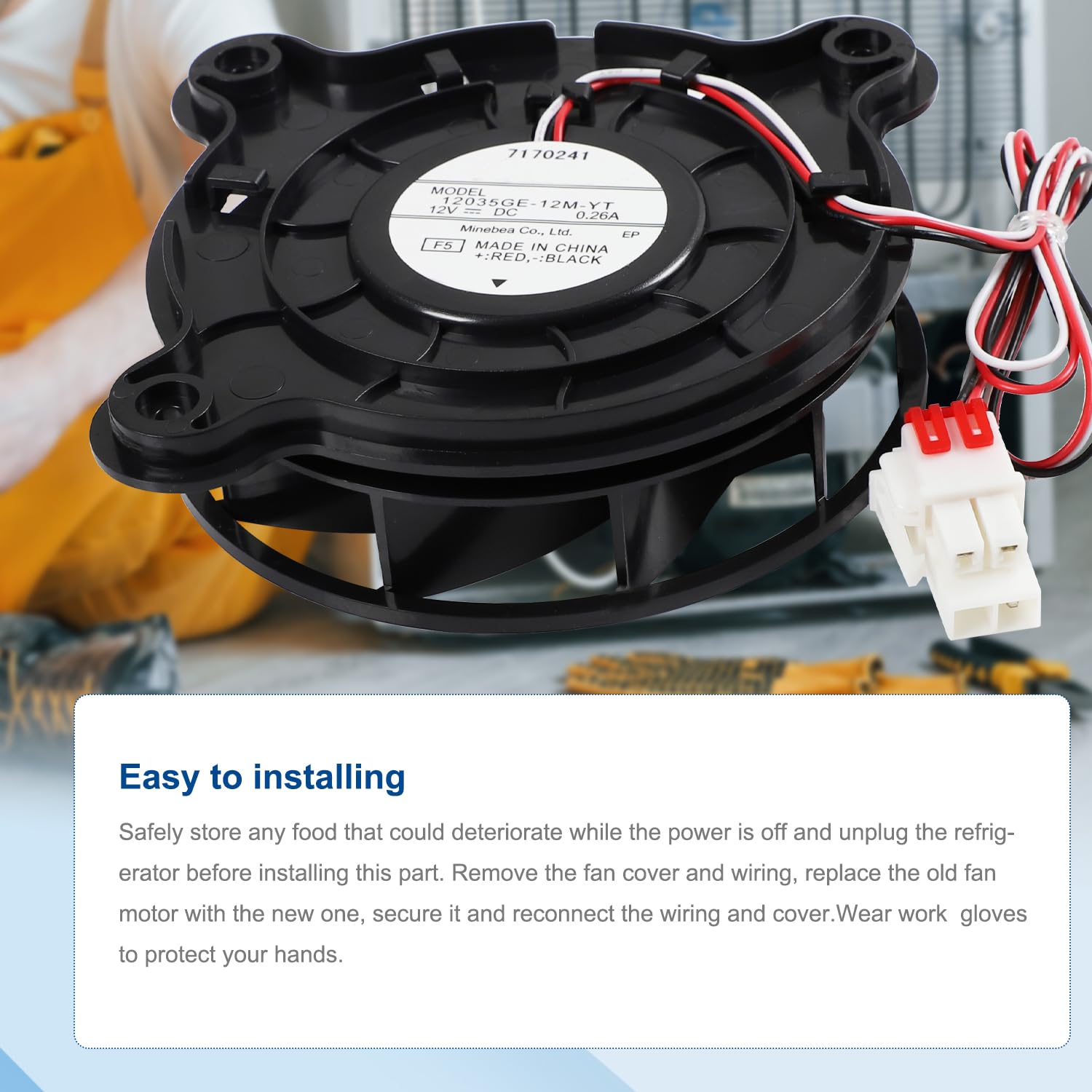 DA31-00334A DA31-00334C Refrigerator Evaporator Fan Motor Assembly for Samsung 12035GE-12M-YT Replaces DA31-00287B DA96-00968A 3954921 AP5964478 PS11717504 Fridge Freezer Cooling Fan Motor