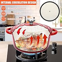 Vista 3 de QuliMetal Juego de utensilios de cocina de hierro fundido esmaltado antiadherente, 7 piezas de ollas y sartenes con tapa, sartén, cacerola, olla