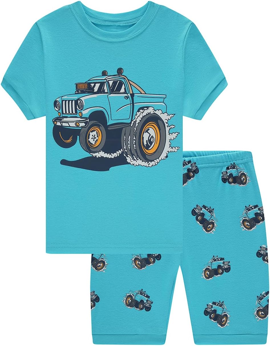 Boys Cotton Dinosaur Pajamas Kids Summer Shorts Space Pjs Toddlers Truck Sleepwear Sets 18Months-10Years - Image 2