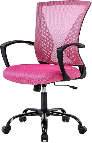 Silla de oficina en casa, silla de escritorio ergonómica, silla de computadora de altura ajustable con soporte lumbar, reposabrazos de malla, silla