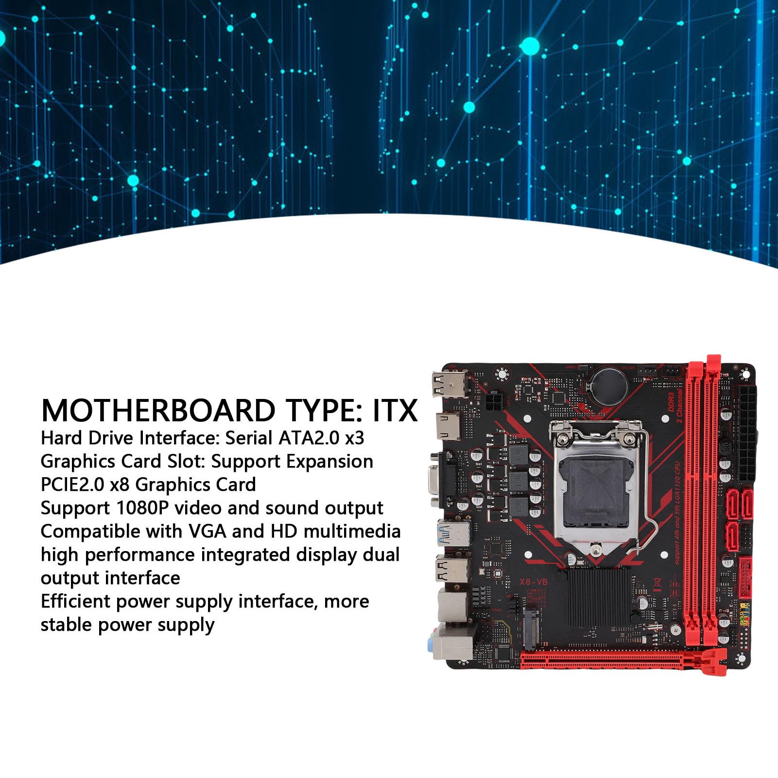 Scheda Madre H81 Micro ITX Scheda Madre Mini ITX LGA1150 DDR3 M.2 NVME per Core I7 I5 I3 E3 con 1080p VGA Doppia Uscita PCIE2.0 X8 (di Rete da 100 Mbps)