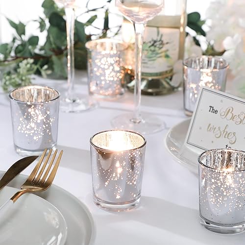 Miniatura 3 de 50 portavelas votivas a granel de vidrio de mercurio votivo portavelas candelita candelita centro de mesa de boda para mesa, hogar, cumpleaños,