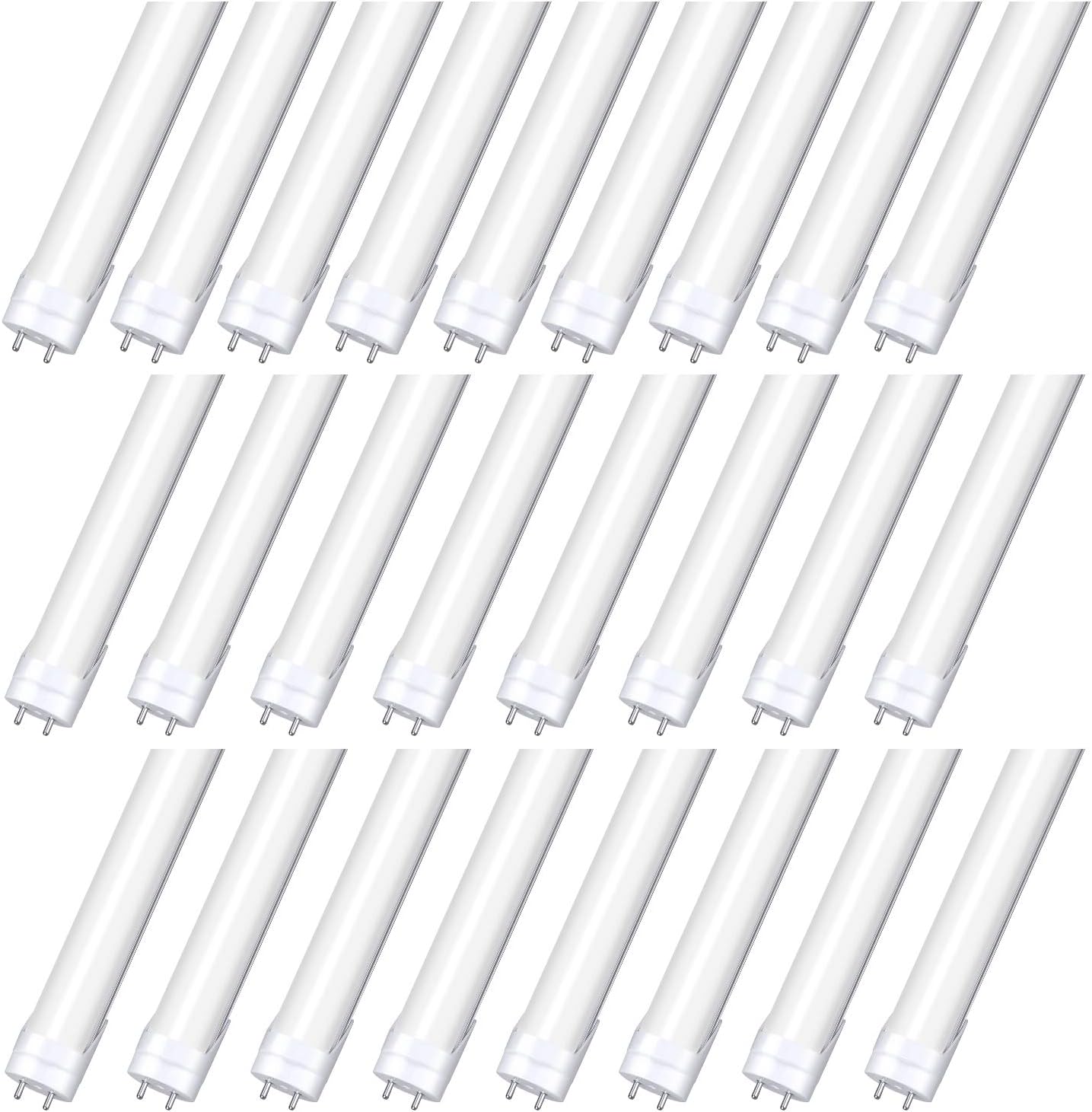 T8 LED Tube Light 4ft to Replace Fluorescent. Tubes 6000k 6500k G13 AC110V 120V Clear Cover Without Ballast Lamp (25, Milky Cover)