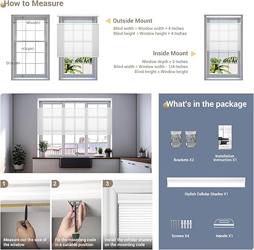 Miniatura 6 de Boolegon Persianas celulares opacas de arriba hacia abajo, sin cordón, con diseño de panal de abeja, para ventanas, tamaño personalizado, marrón