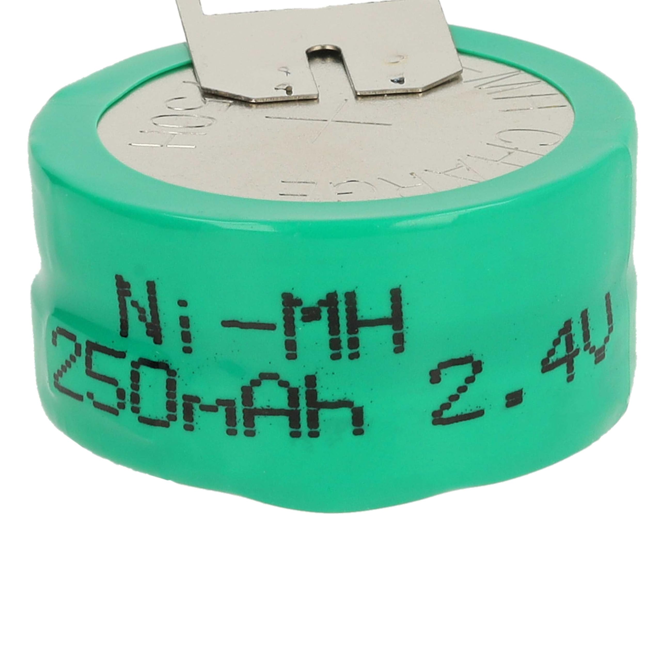 vhbw 100x NiMH Batería de botón de Repuesto Tipo 2/V250H 3 Pines 250 mAh 2,4 V Compatible para lámparas solares, etc.
