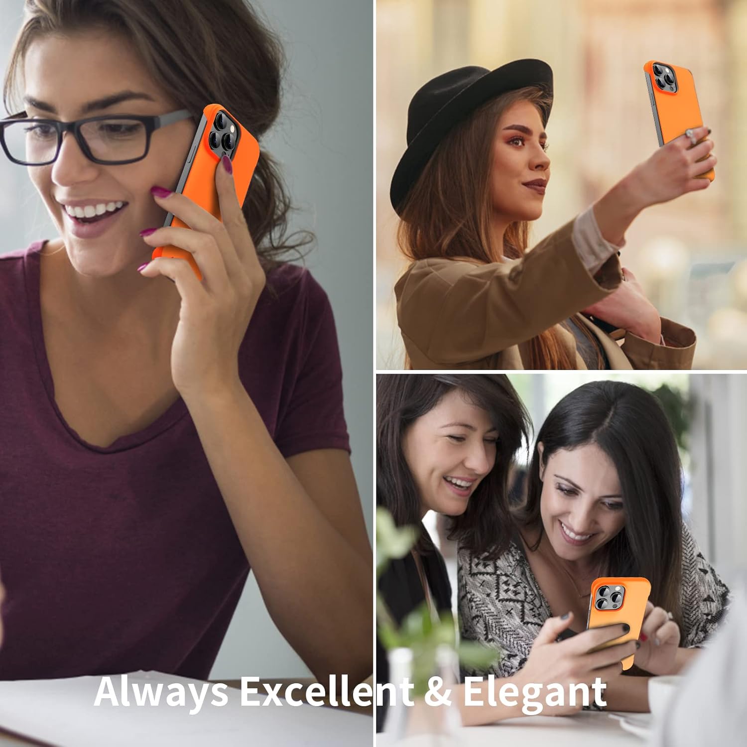 Slim Borderless for iPhone 16 Phone Case 6.1"(2024) Ultra-Thin Lightweight Frameless Matte Hard PC Cover Case with Pull Ring Shockproof Non Slip Rope,Suppor Wireless Charging-Orange - Image 6