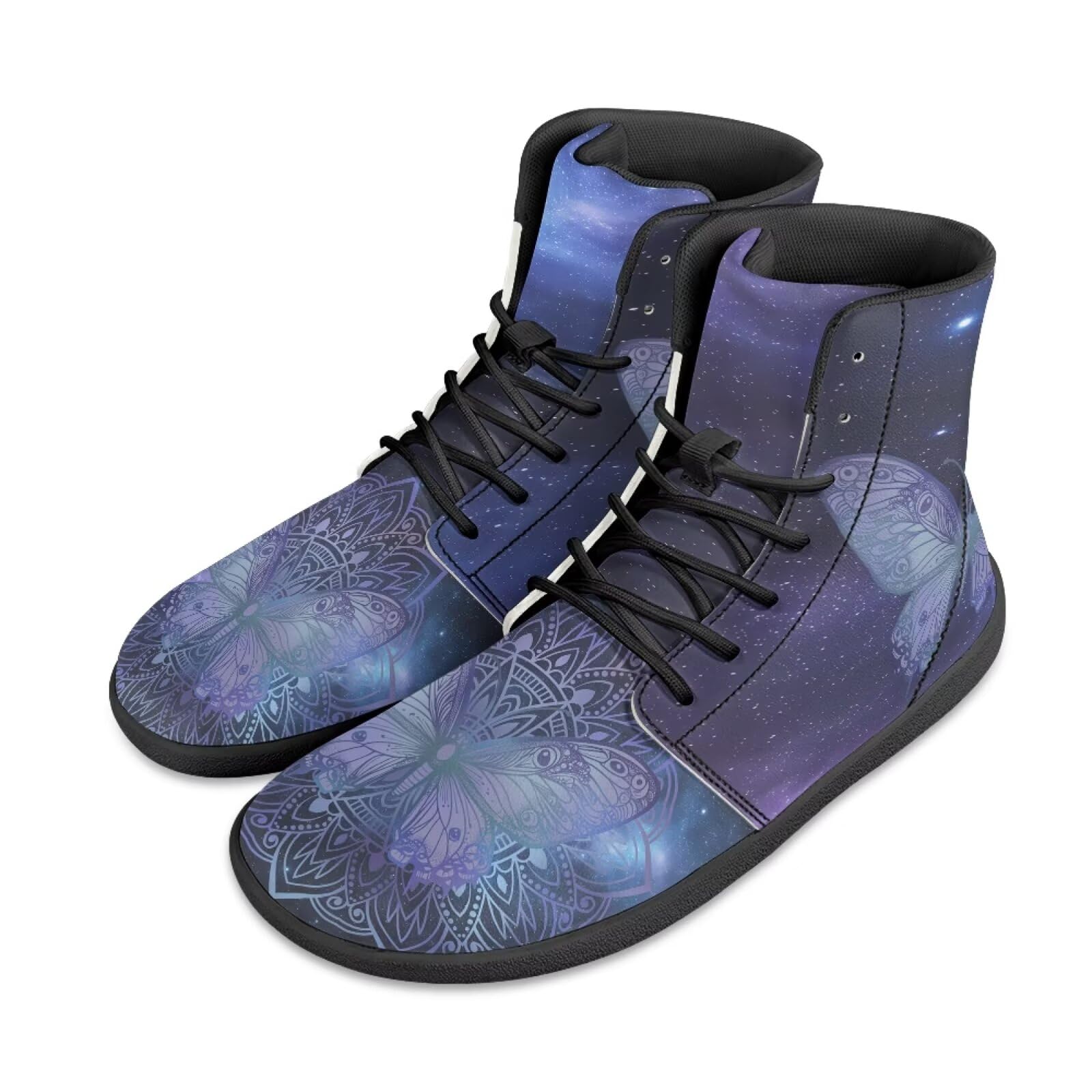 Jeiento Herren Damen High Top Barfuß Sneaker Boho Mandala Schuhe Weite Toe Box Zero Drop Schuhe Casual Schuhe Trainer Sneaker