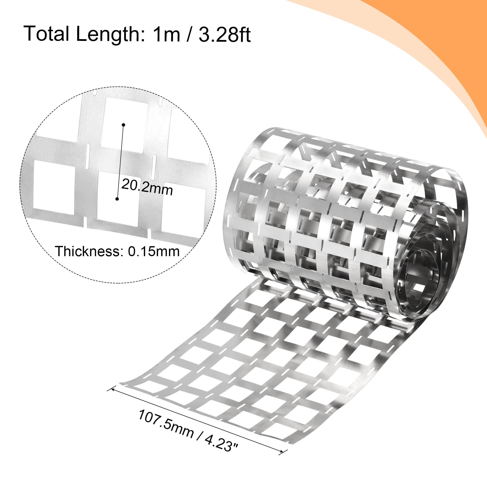 MECCANIXITY 1 Roll 1m Nickel-Plated Steel Strip, Connecting Plate Steel Tape for Battery and Spot Welding, 107.5x0.15mm(WxT)