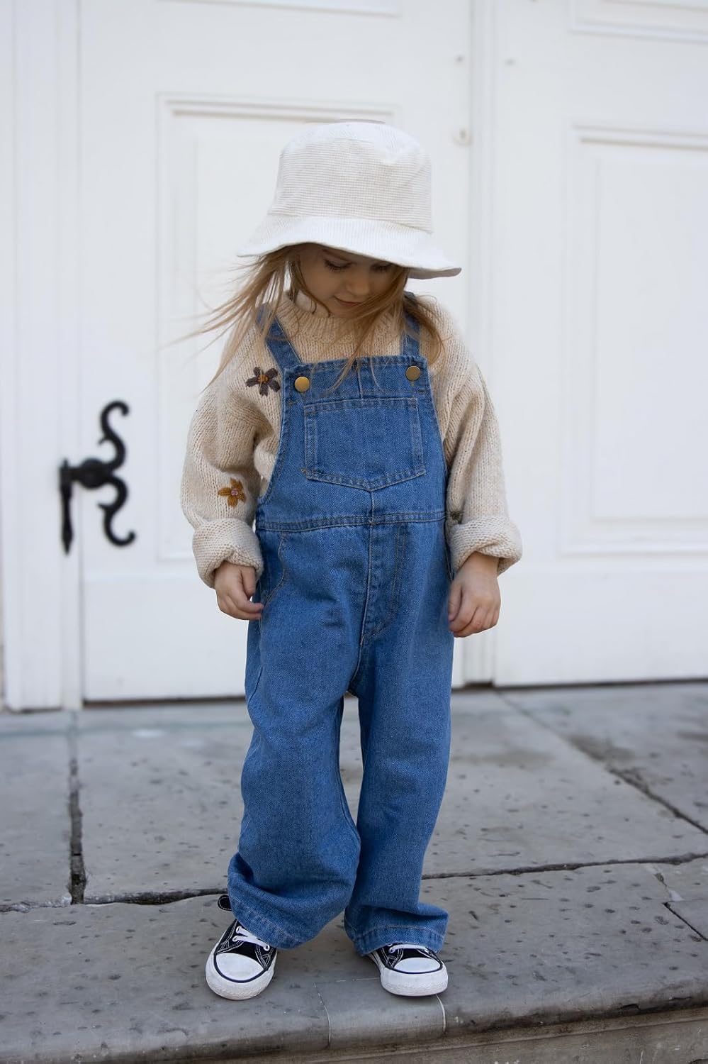 Miipat Toddler Girls Overalls Denim Bib Jumpsuit Little Kids Baggy Jeans Overalls with Side Pockets 2-7 Years - Image 4