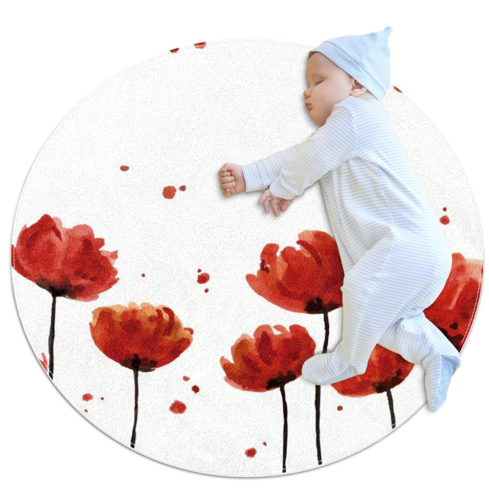 Tapis pour enfants coquelicots rouges pour décorer une chambre de fille