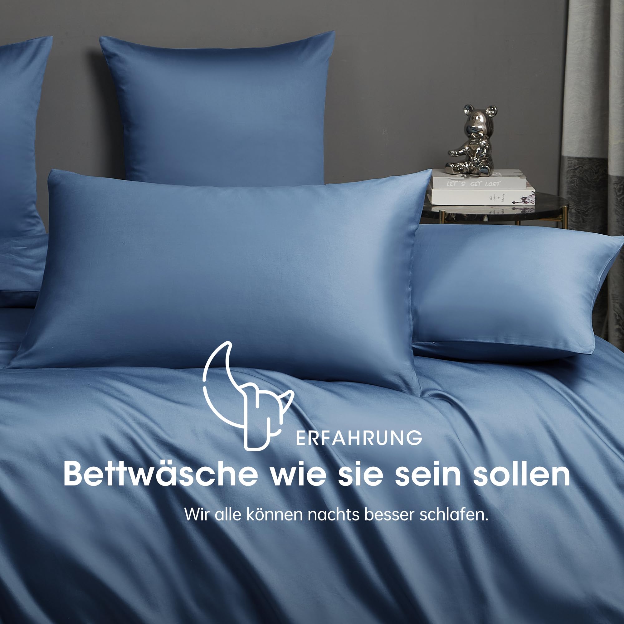 Luofanfei Ropa de cama de satén Mako, 155 x 220 cm, de algodón, diseño liso, transpirable, suave, no necesita planchado, funda nórdica y 2 fundas de almohada de 80 x 80 cm