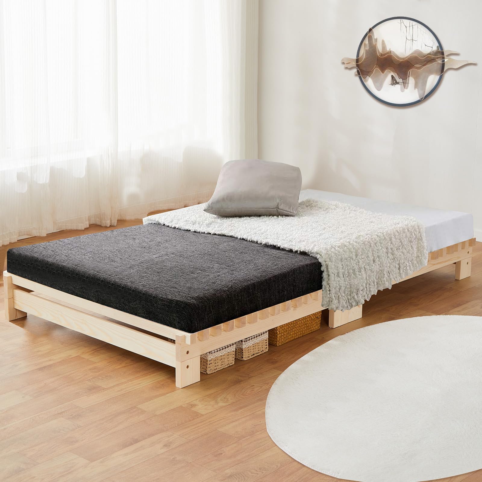Amazon｜SINKIRI ベッドフレーム シングル 国産ひのきと杉 すのこベッド シングル 高さ約20.5cm 耐荷重約200KG 天然木