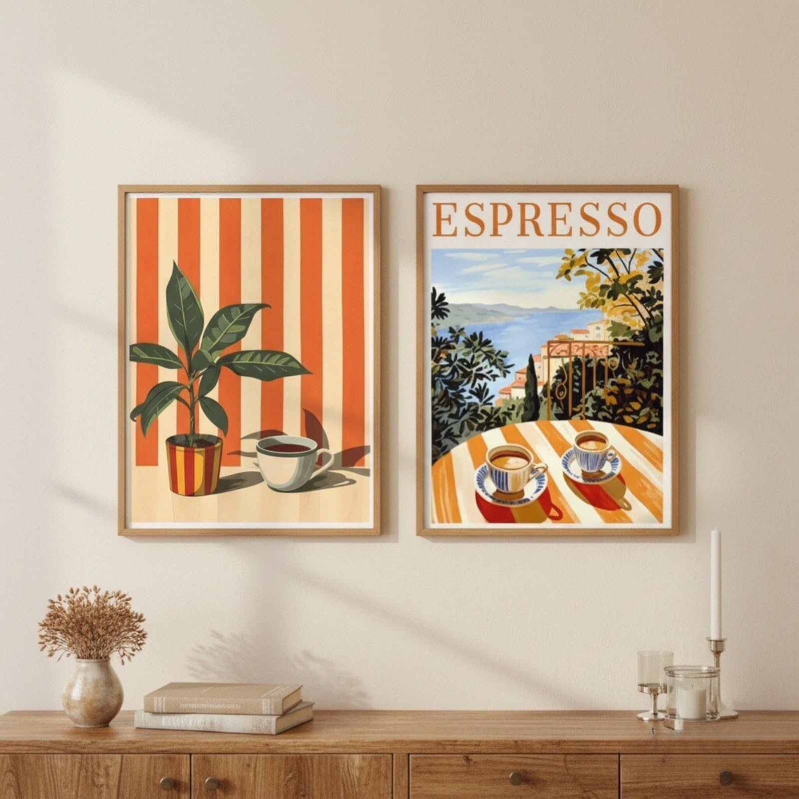 Jorcedi White 2-Piece Poster Set, Vintage Coffee Posters, Coffee Images, Espresso Images, Kitchen Art, Aesthetic Decor, Afternoon Tea Wall Art, For Cafés, Kitchens, Bars And Living Rooms, Unframed (30X40cm)