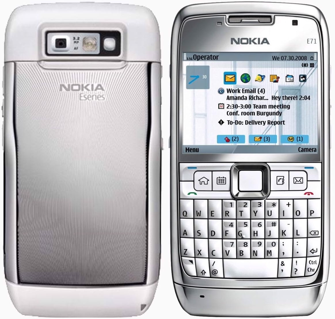 Nokia E71-1 110MB (GSM Only, No CDMA) Factory Unlocked Collectors Item 3G Cellphone (White/Steel) - International Version