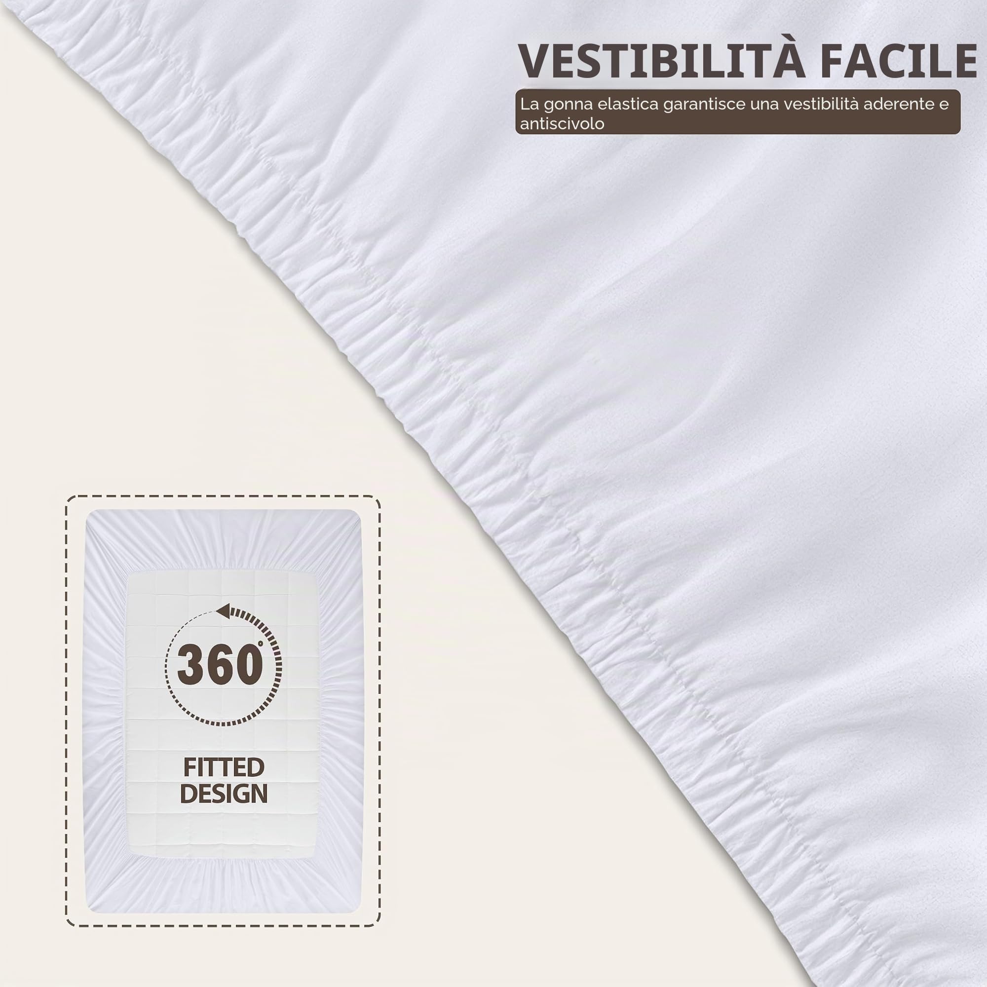 Premium materasso imbottito, Poliestere e misto poliestere, White, Queen