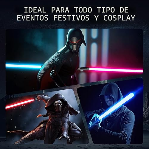 Vista 6 de Sable de luz, sable de luz LED con 15 colores RGB, sables de luz para 3 modos, sables de luz con conectores, sables de luz para duelo, juguete