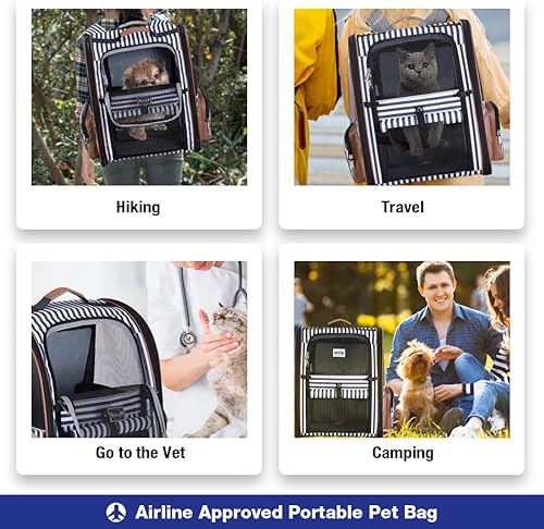 Miniatura 5 de Lekebobor Mochila grande para gatos, mochila expandible para perros pequeños, gatos medianos, con capacidad para hasta 18 libras, mochila