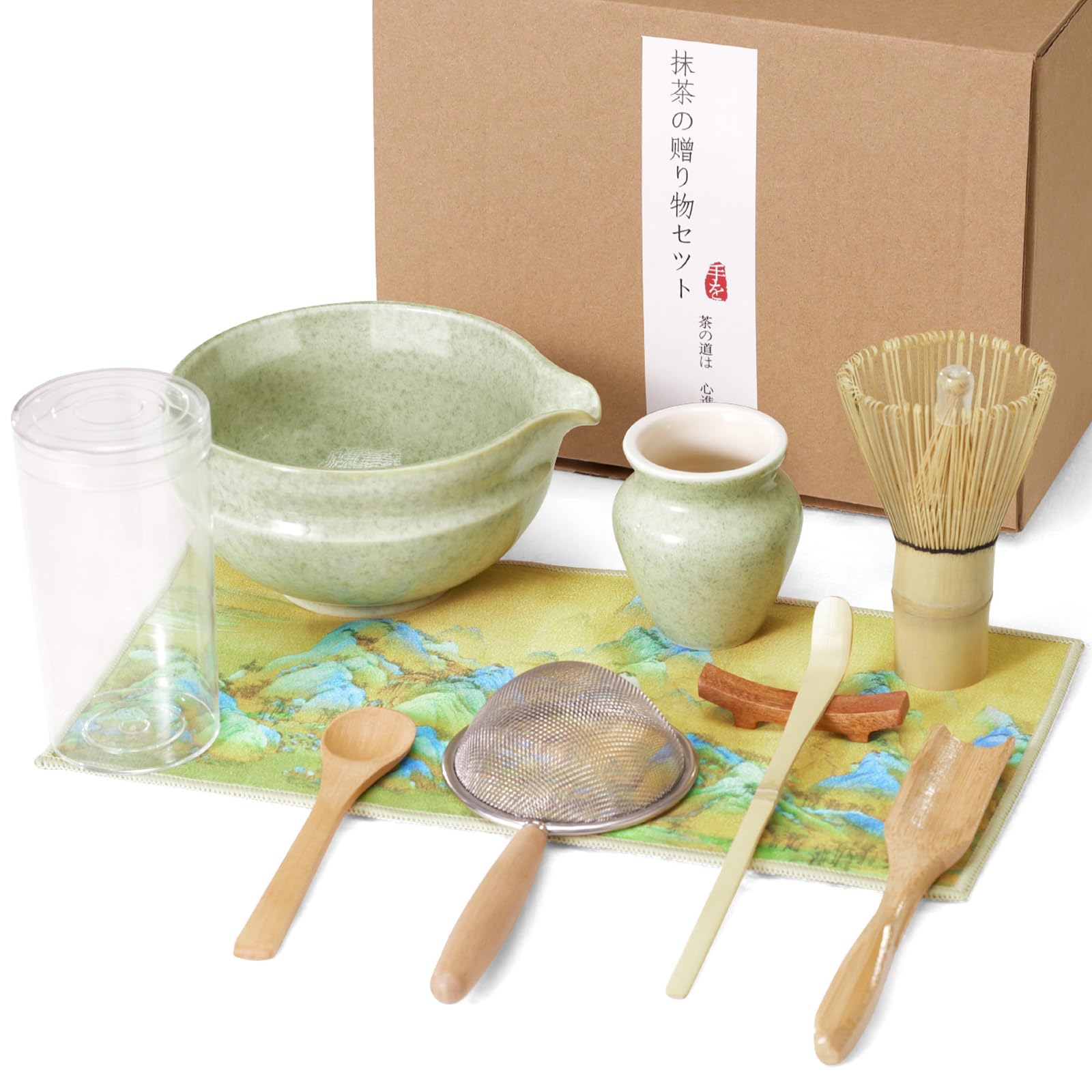 Matcha Set, 9 Pcs Ceramic Matcha Set Includes Bowl, Whisk
