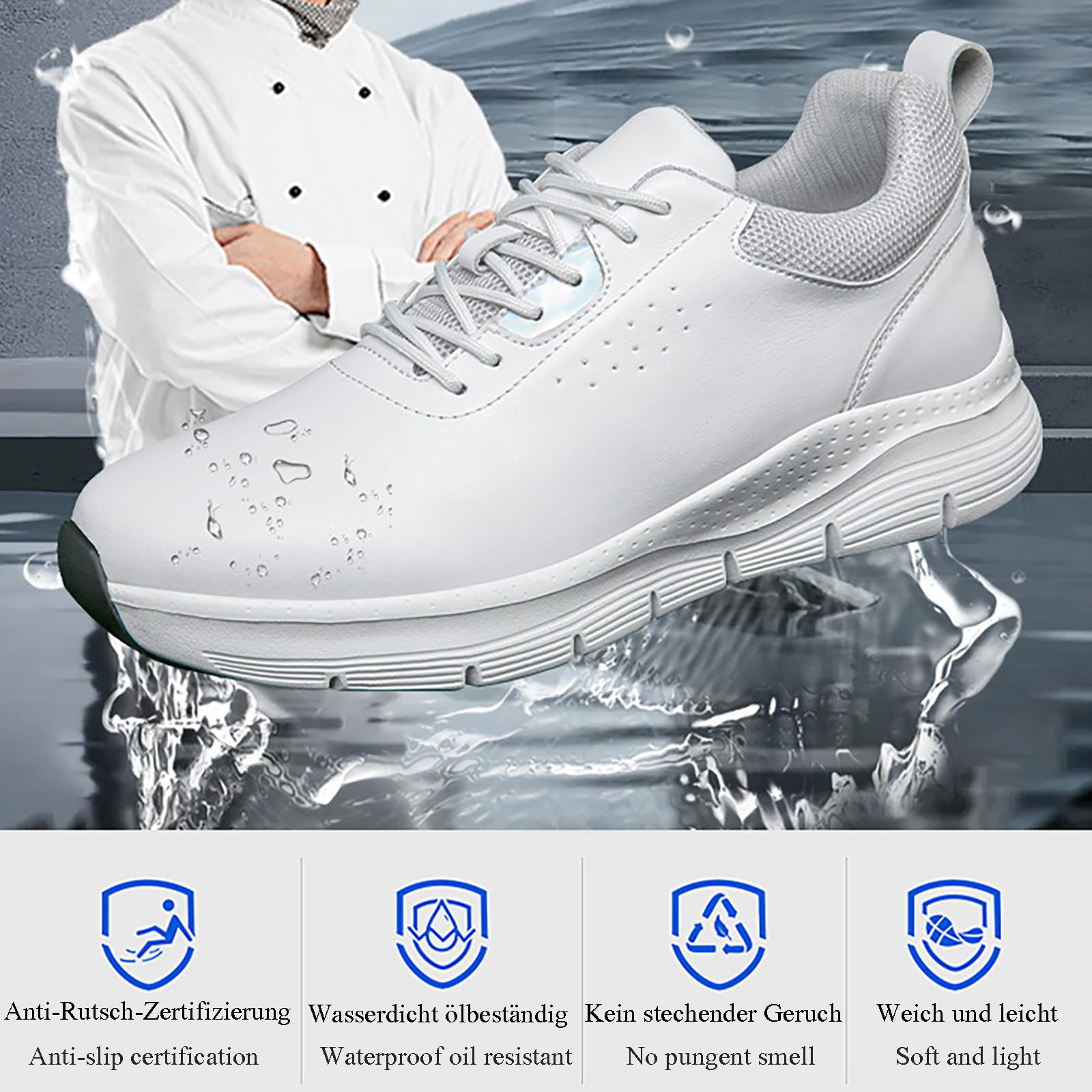 Chaussures de Travail Antidérapantes pour Hommes et Femmes - Baskets de Restauration et Cuisine